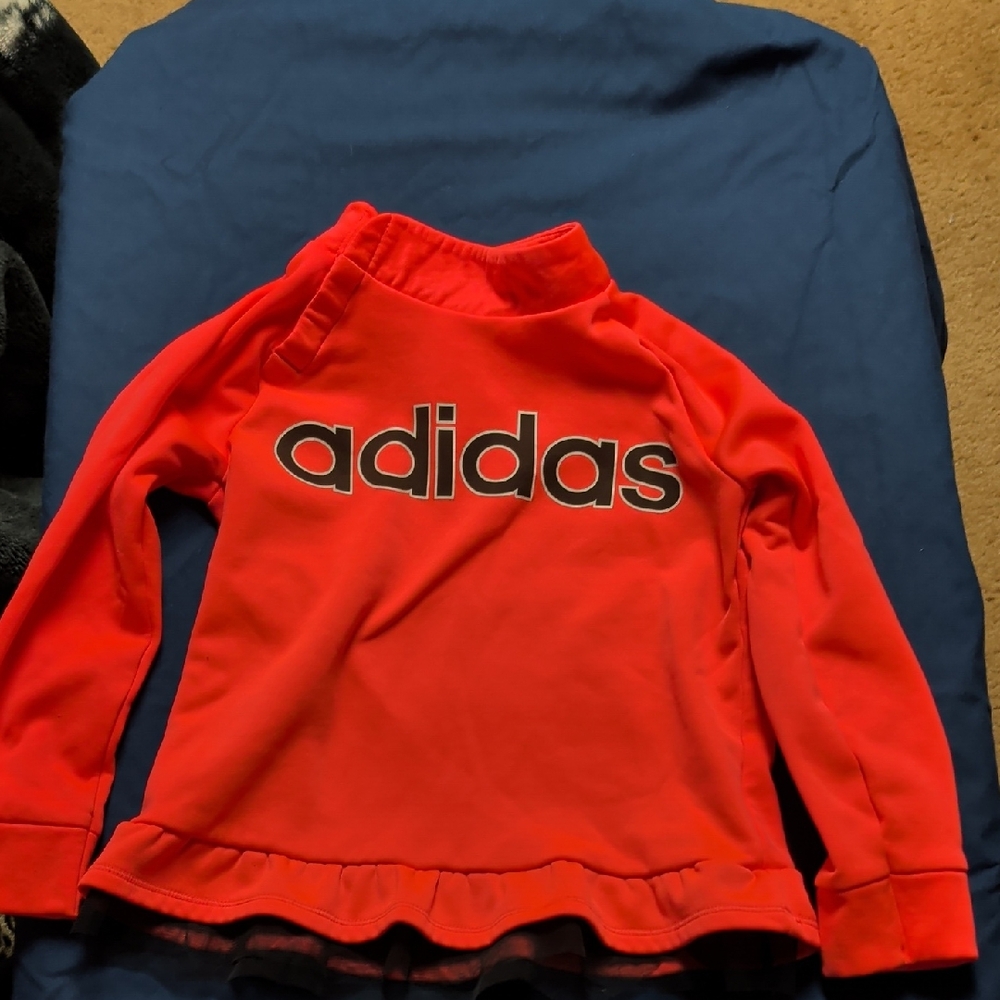 Adidas Kids Bright Red Hoodie with Black Logo